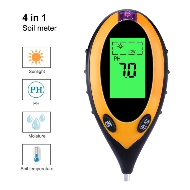 Medidor de pH/Humedad/Luz Solar/Temperatura para Suelo YIERYI G151