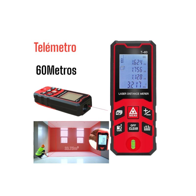 Telemetro Laser Rojo Alcance 60metros - 15mm Digital