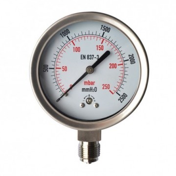 Manómetro cápsula de 0 ~100 mbar (mmH₂O) 2.5" 1/4 NPT