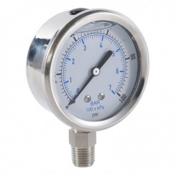 Manómetro todo inoxidable de 0 ~ 230 psi